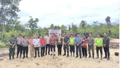 Rehabilitasi DAS di Bangka Selatan, PT TAM Kolaborasi Bersama Korem 045 Gaya Tanam Pohon Kayu Putih