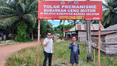 Pasang Spanduk, Polsek Lepar Pongok Tegaskan Tolak Premanisme dan Geng Motor